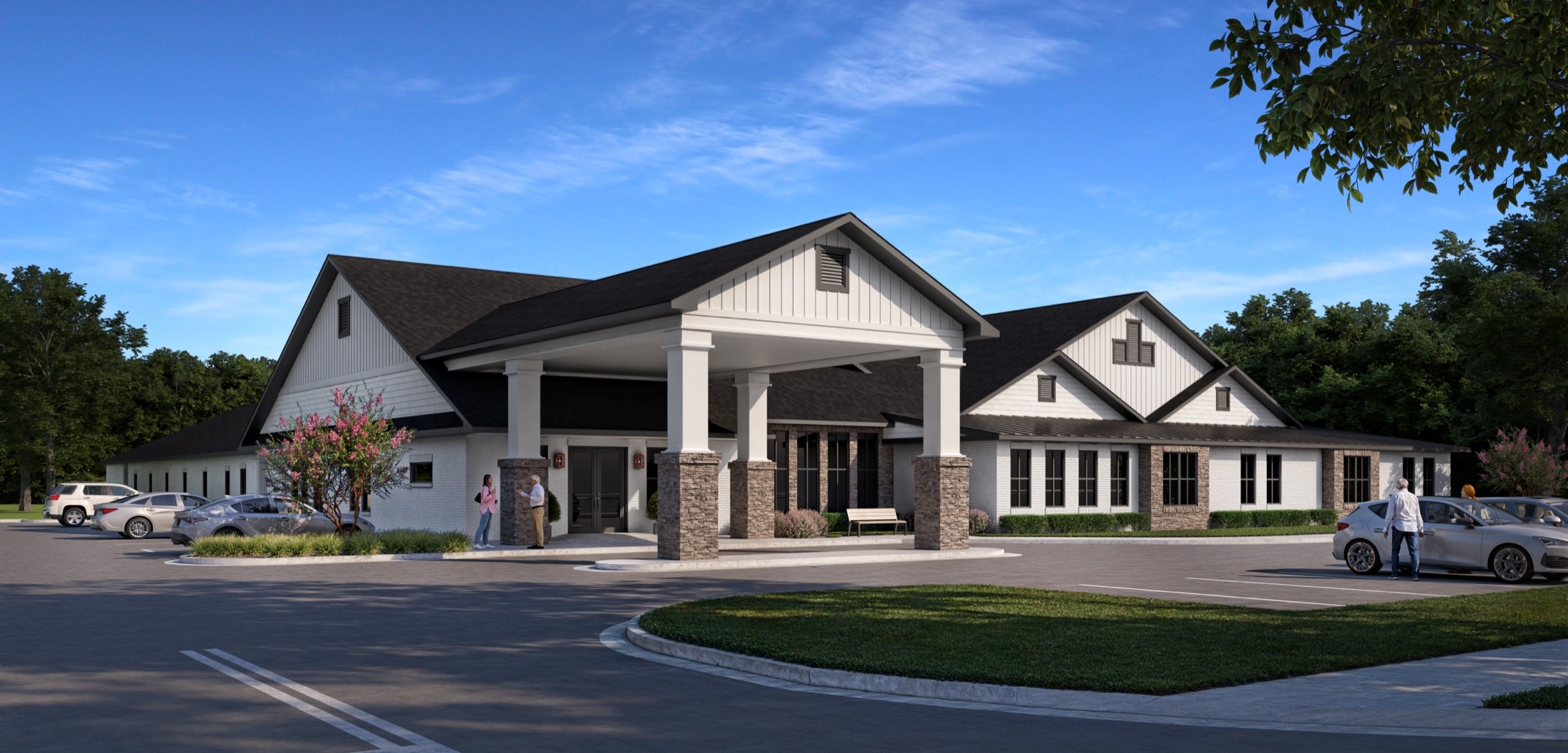Architectural rendering of Scarlet Manor from the front