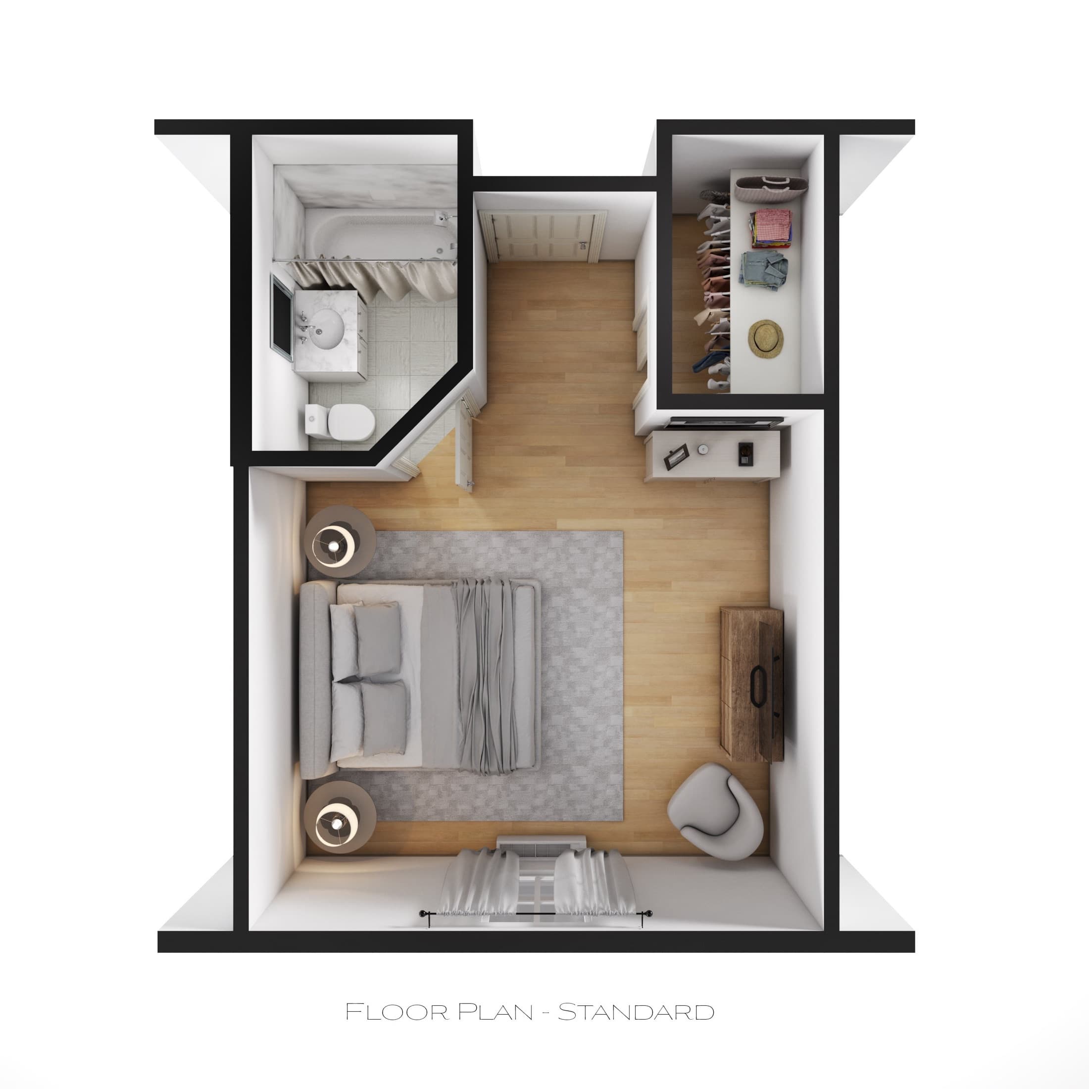 Standard floor plan: an overhead view of the suite layout