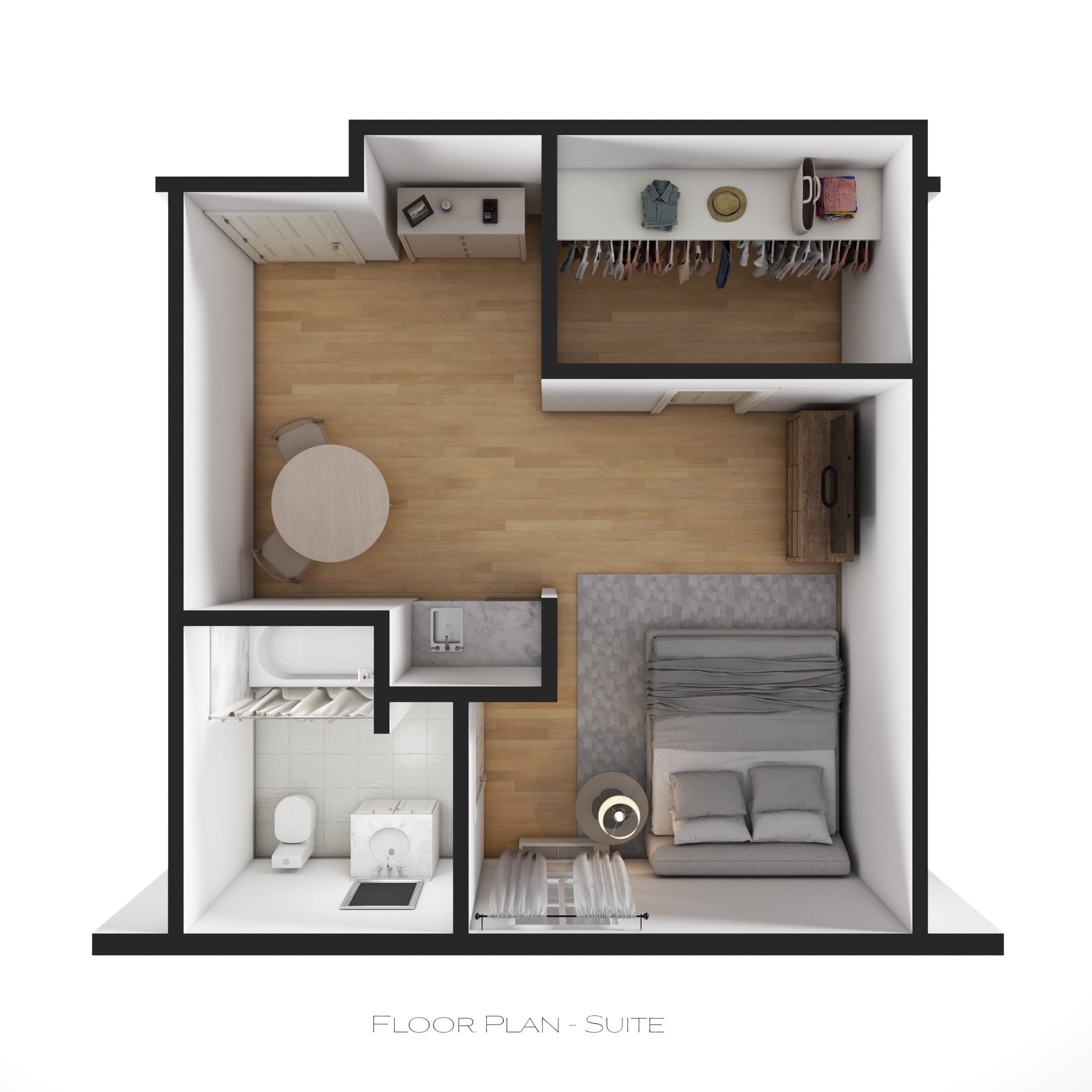 Suite floor plan: an overhead view of the suite layout